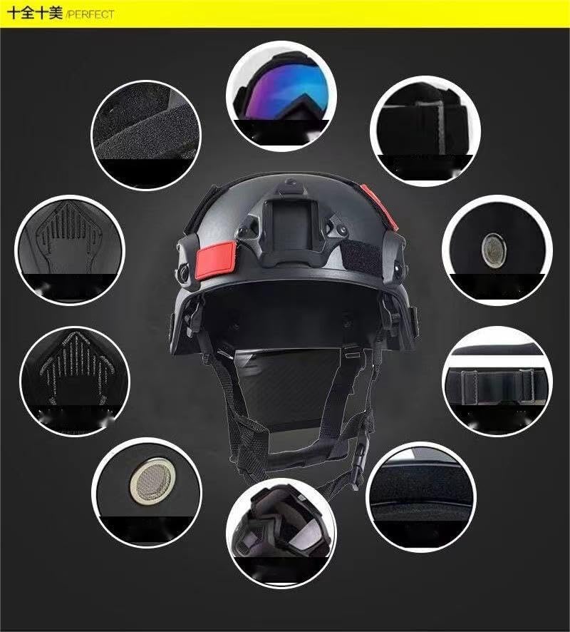 YBJMSFA MICH Airsoft Helmet and Mask Set,Airsoft Maskwith Detachable Anti-Fog Goggles Protective Full Face Tactical Mask for CS Airsoft Shooting Halloween Cosplay Cycling Party - Image 5
